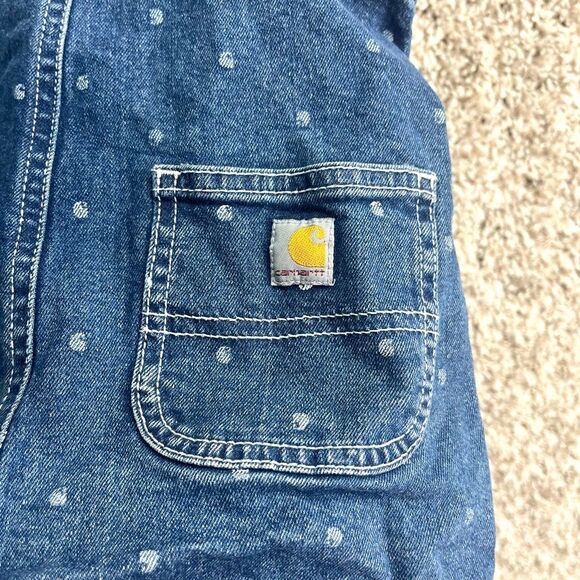 Carhartt Shortalls Baby 2T Denim Blue Jean and White Polka Dot - Picture 4 of 5